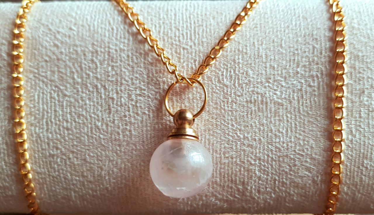 RoseQuartz & Neckless Chain goldPlated 60cm HOMEOlight